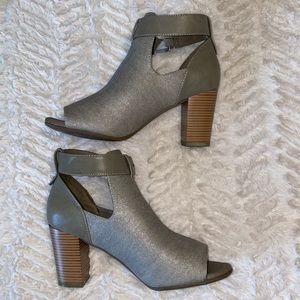 Solesensability Regina Stone Heeled Peep Toe Booties